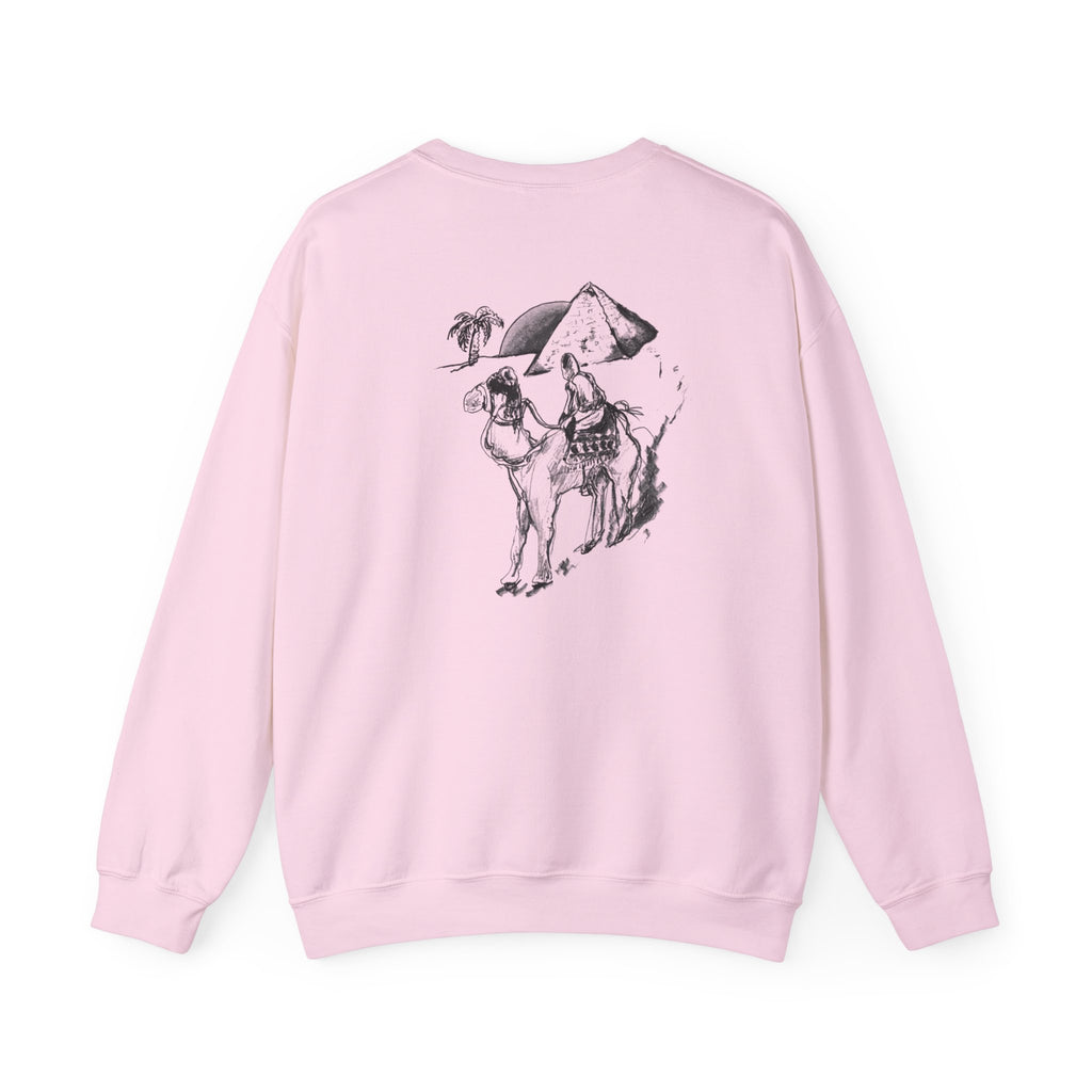 Camel & Pyramid Crewneck Sweatshirt – Desert Sketch Graphic Crew