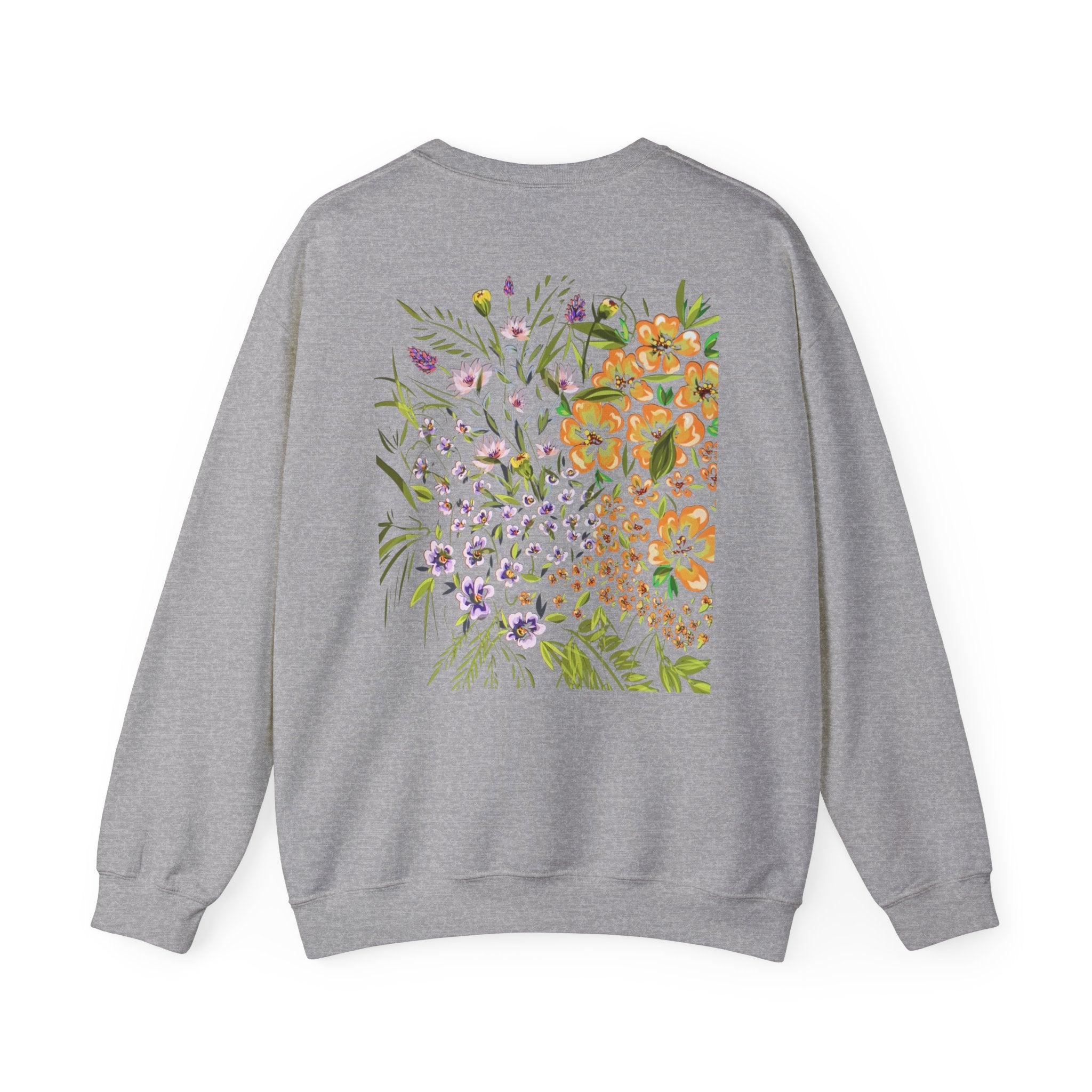 Floral Bouquet Crewneck Sweatshirt — Watercolor Wildflower Back Print