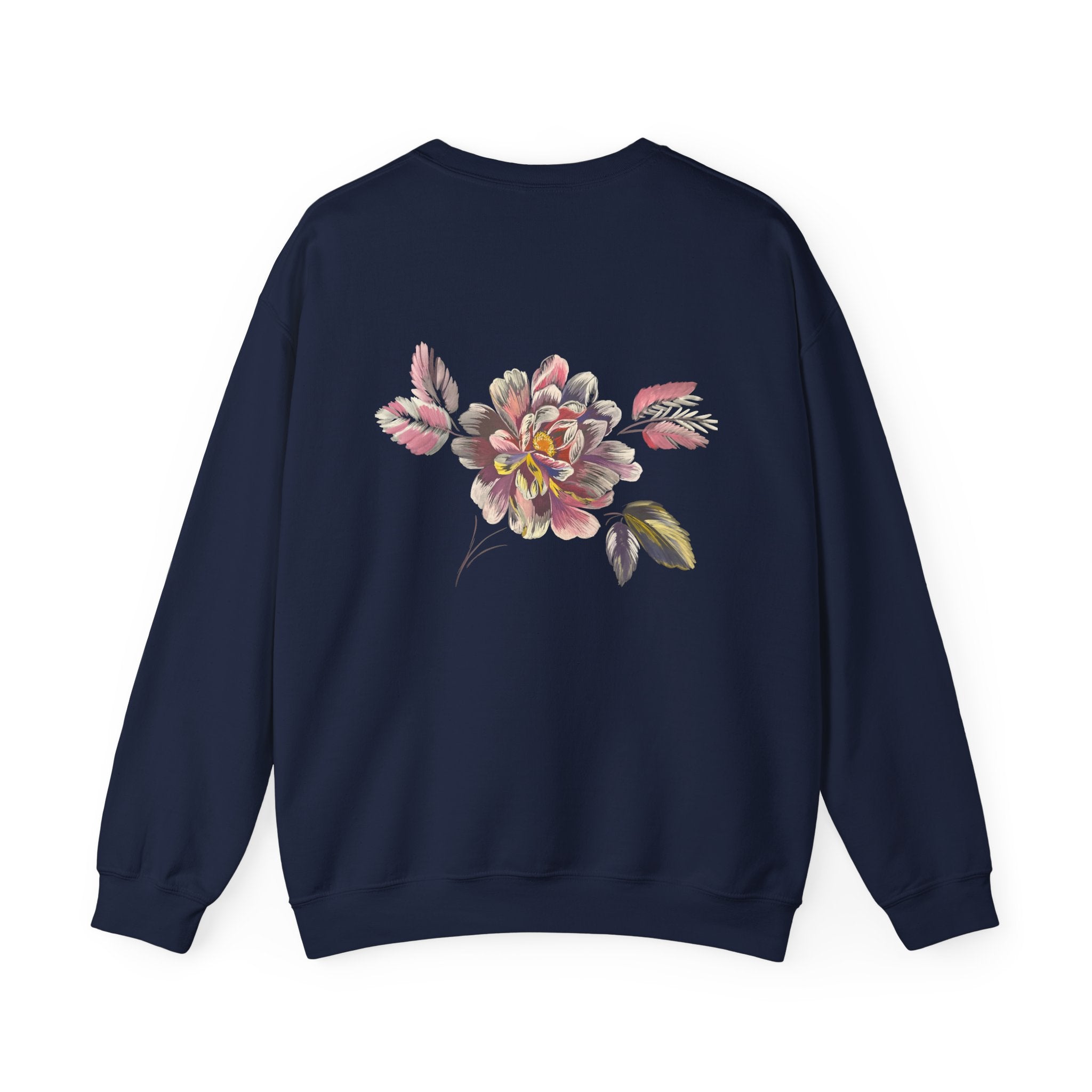 Floral Watercolor Crewneck Sweatshirt — Soft Pastel Blossom Backprint