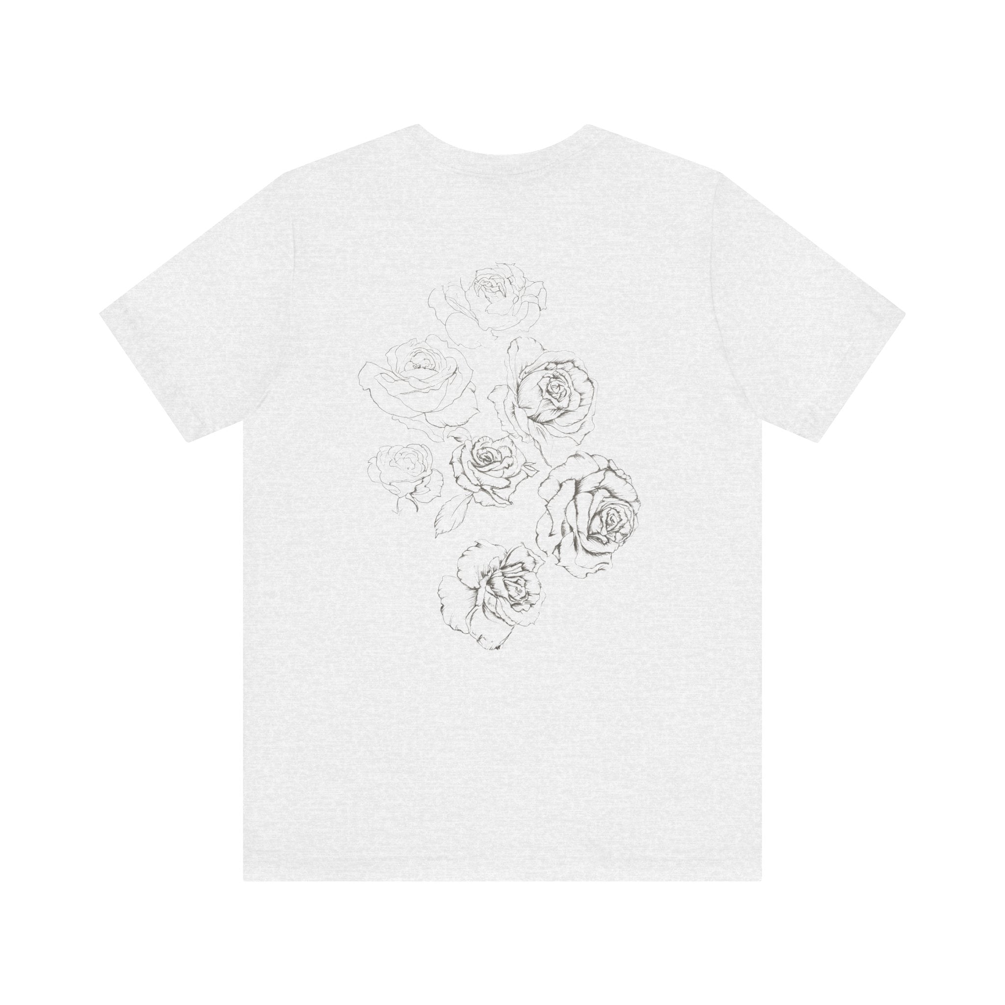 Floral Sketch Tee — Minimal Rose Line Art Short Sleeve T-Shirt