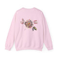 Floral Watercolor Crewneck Sweatshirt — Soft Pastel Blossom Backprint
