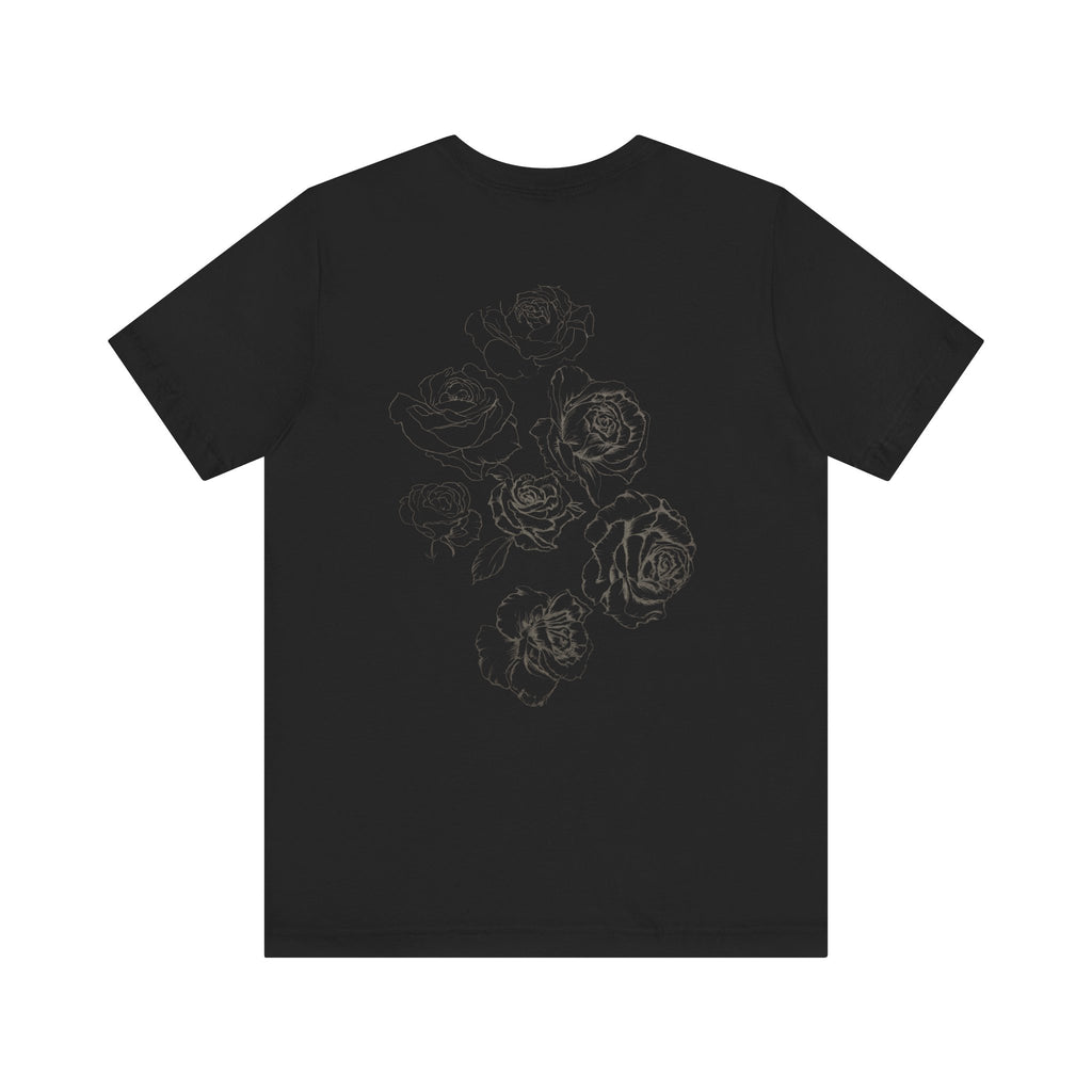 Floral Sketch Tee — Minimal Rose Line Art Short Sleeve T-Shirt