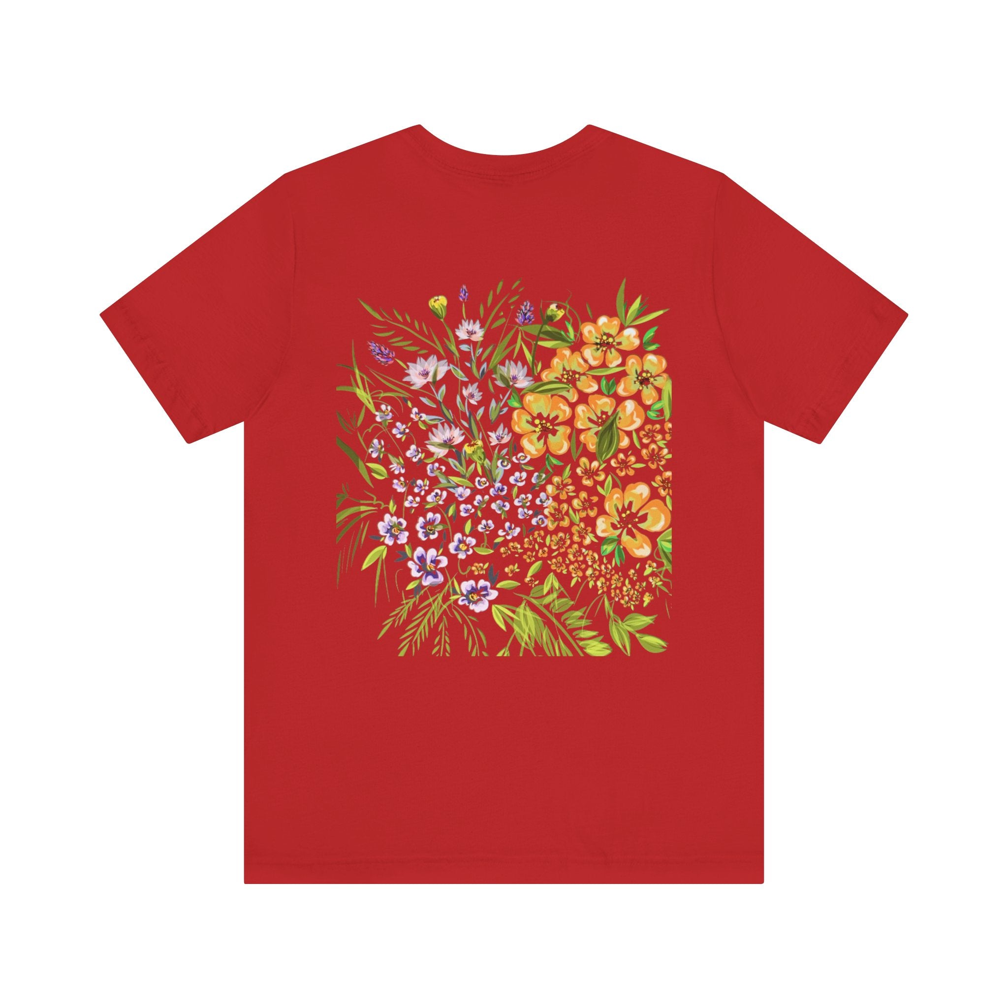 Floral Meadow Tee — Watercolor Wildflower Back Print T-Shirt