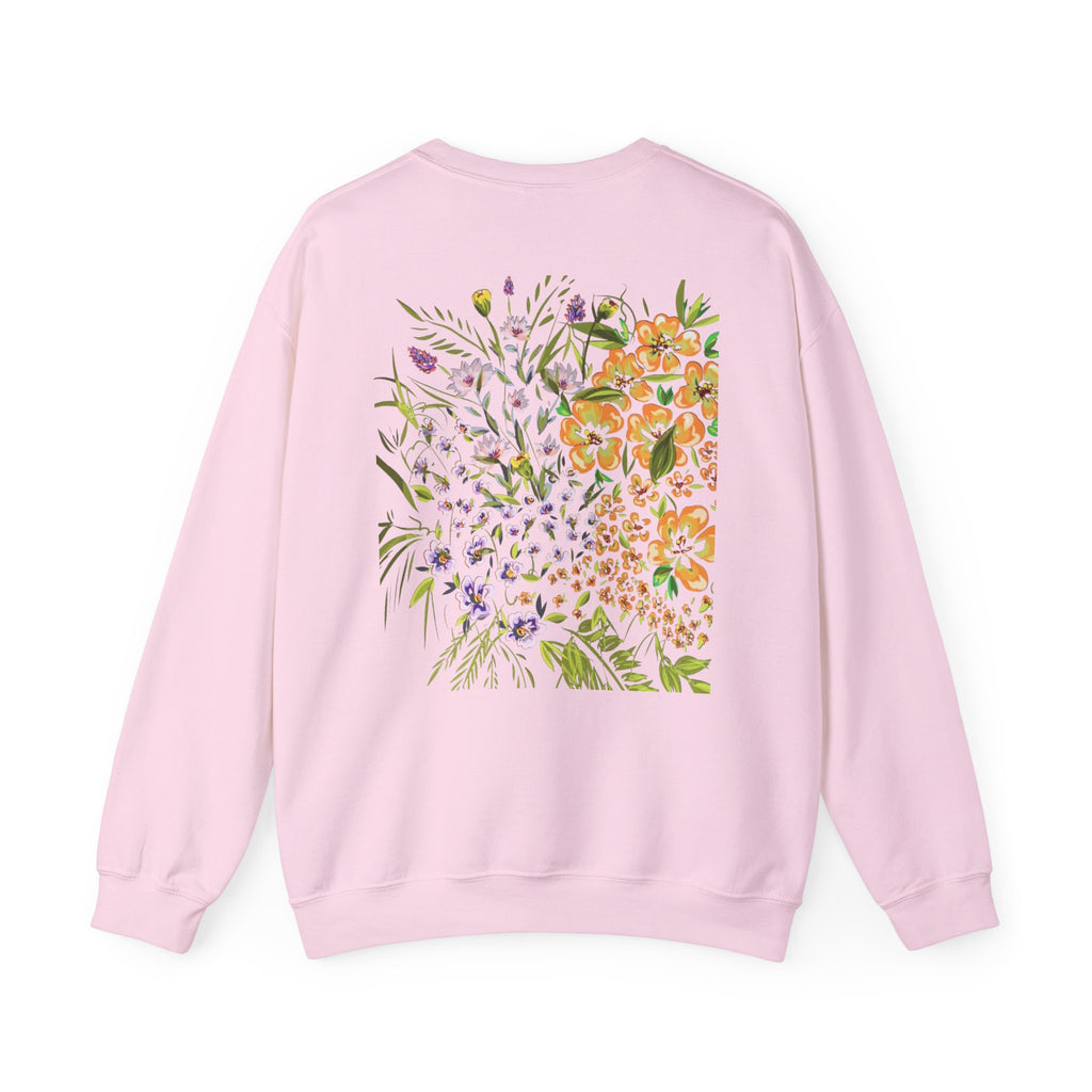 Floral Bouquet Crewneck Sweatshirt — Watercolor Wildflower Back Print