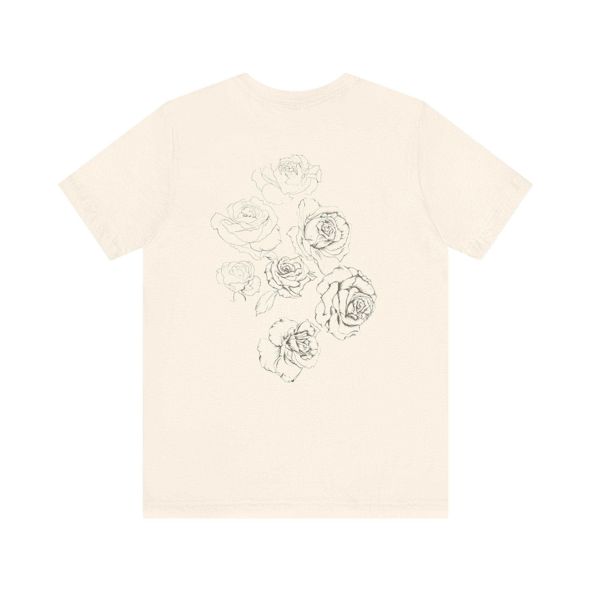 Floral Sketch Tee — Minimal Rose Line Art Short Sleeve T-Shirt