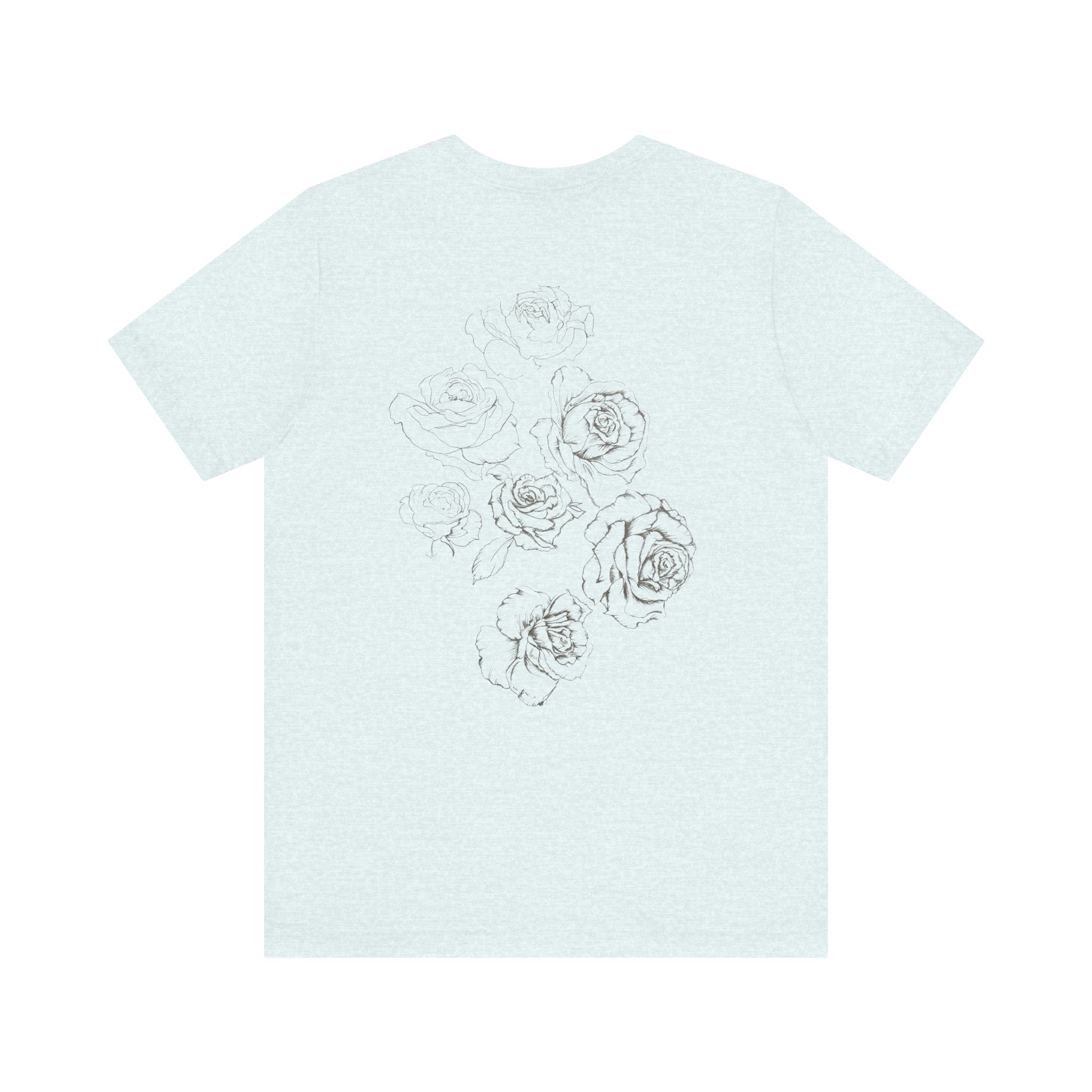 Floral Sketch Tee — Minimal Rose Line Art Short Sleeve T-Shirt