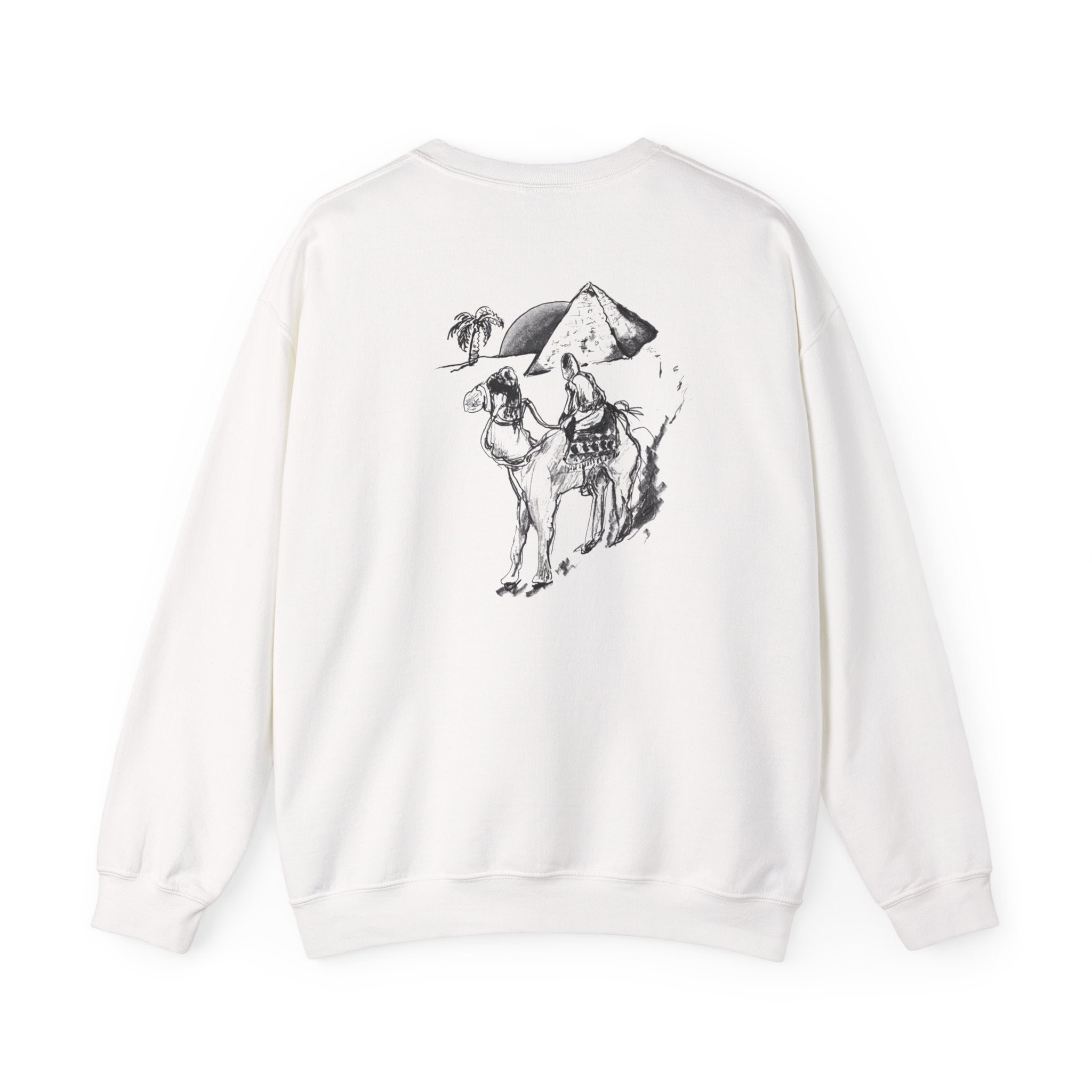 Camel & Pyramid Crewneck Sweatshirt – Desert Sketch Graphic Crew