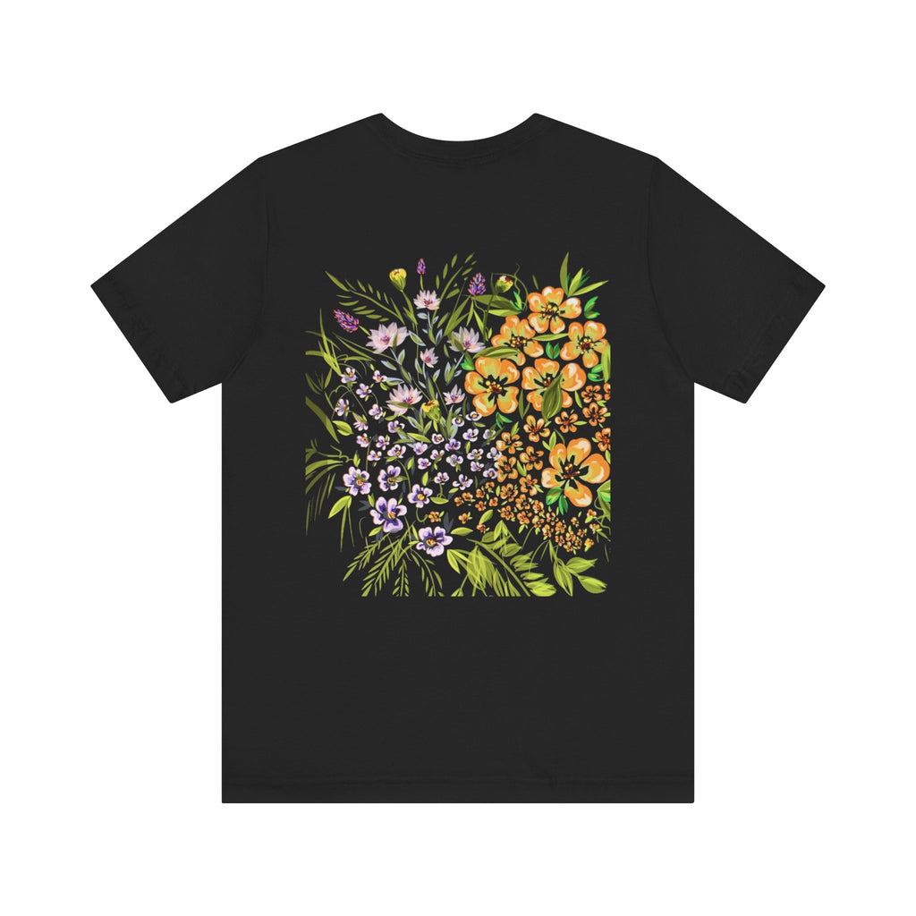 Floral Meadow Tee — Watercolor Wildflower Back Print T-Shirt