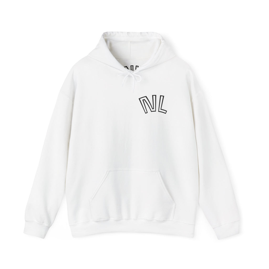 Scenic Ink Nature Hoodie — Minimal Lake & Mountains Graphic
