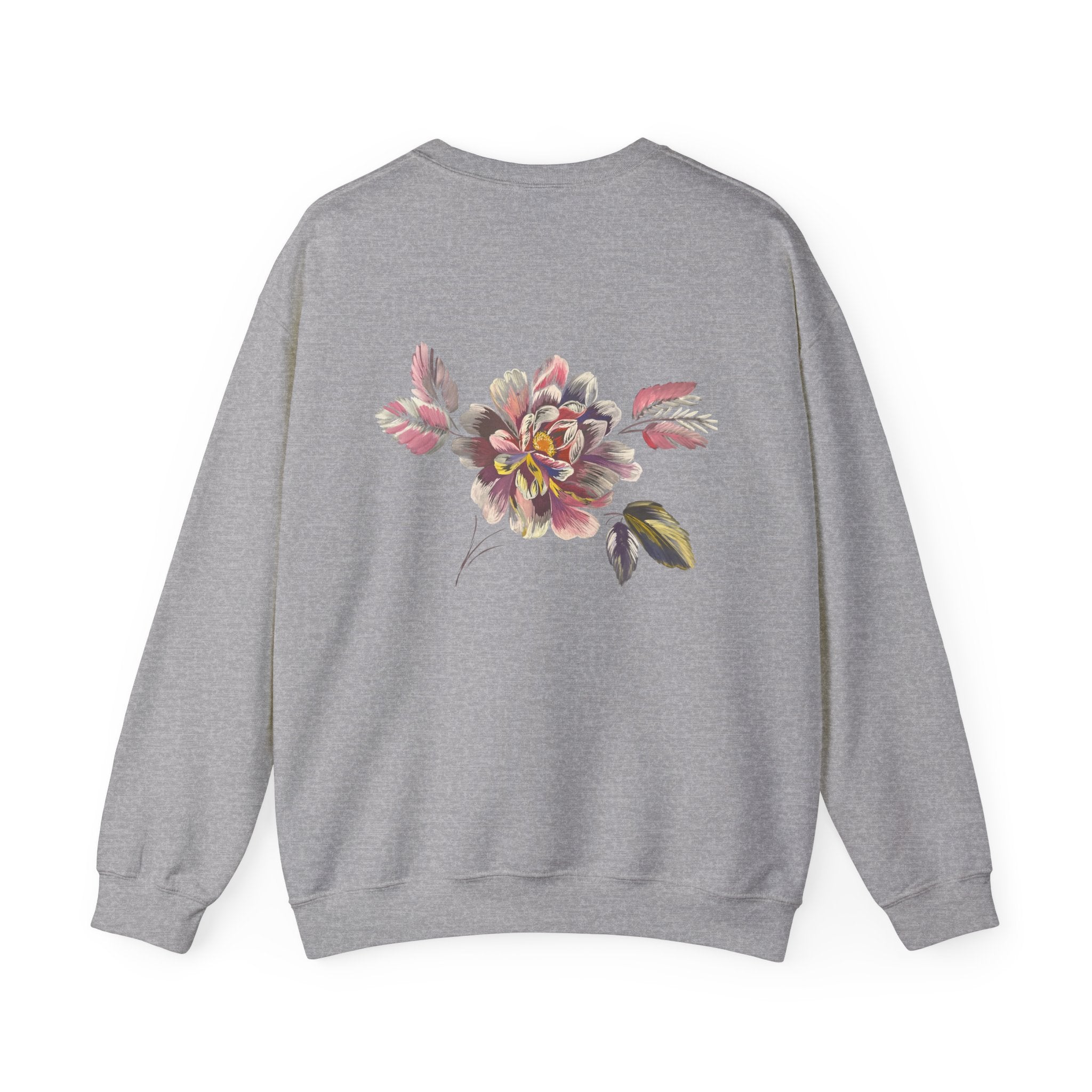 Floral Watercolor Crewneck Sweatshirt — Soft Pastel Blossom Backprint