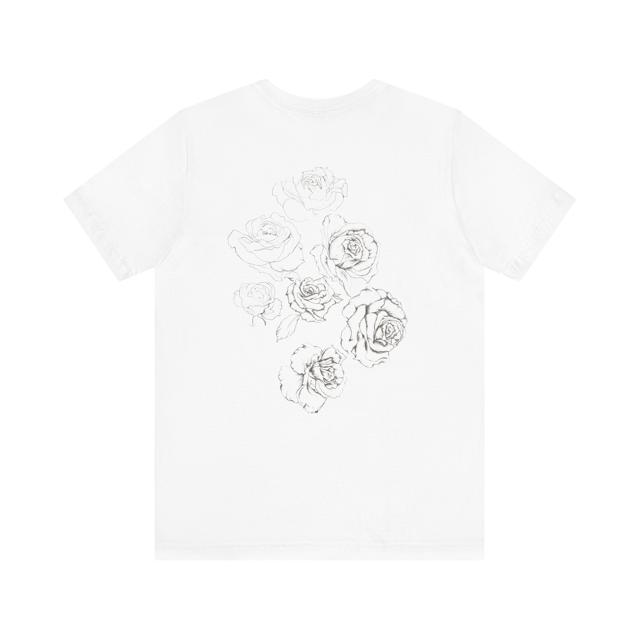 Floral Sketch Tee — Minimal Rose Line Art Short Sleeve T-Shirt