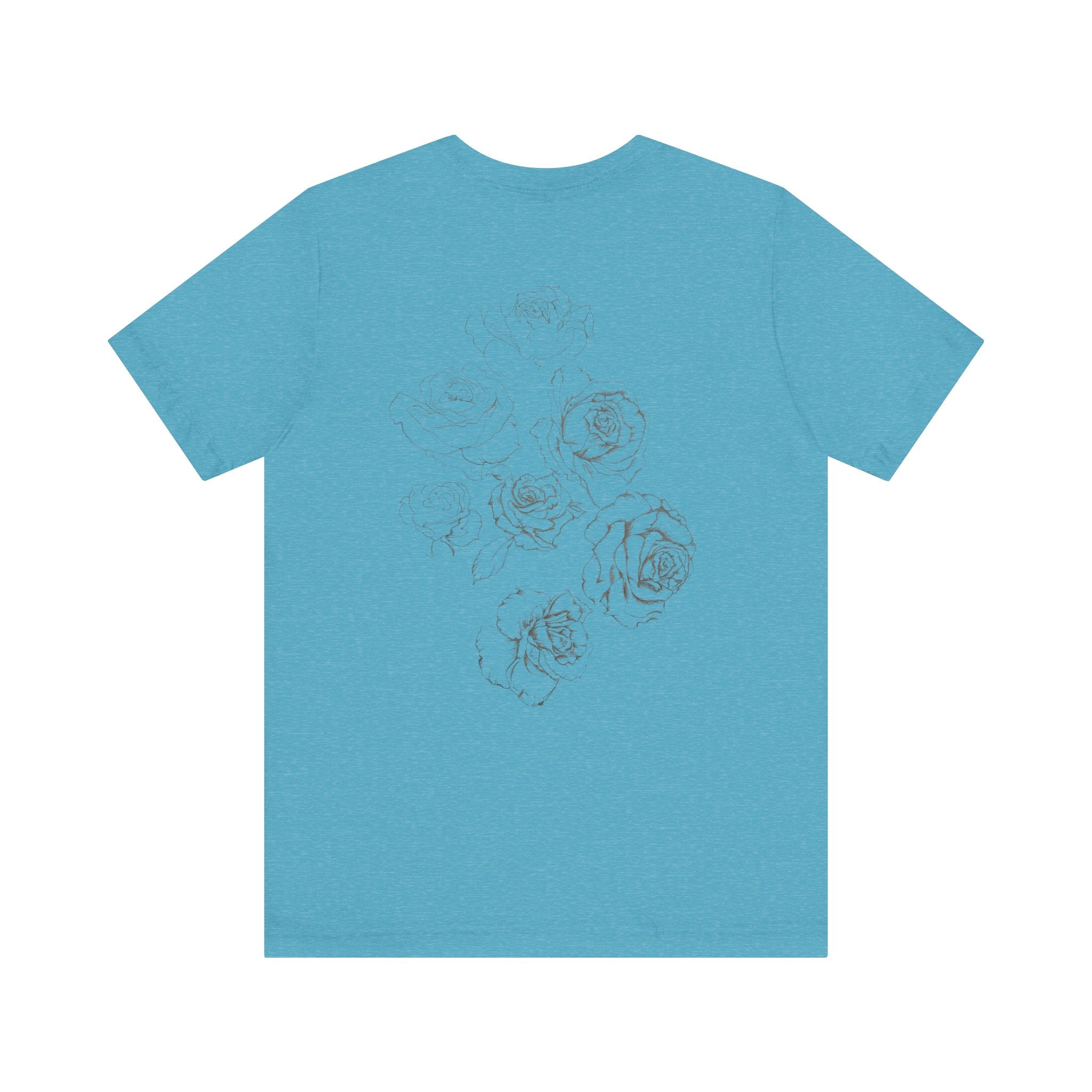 Floral Sketch Tee — Minimal Rose Line Art Short Sleeve T-Shirt