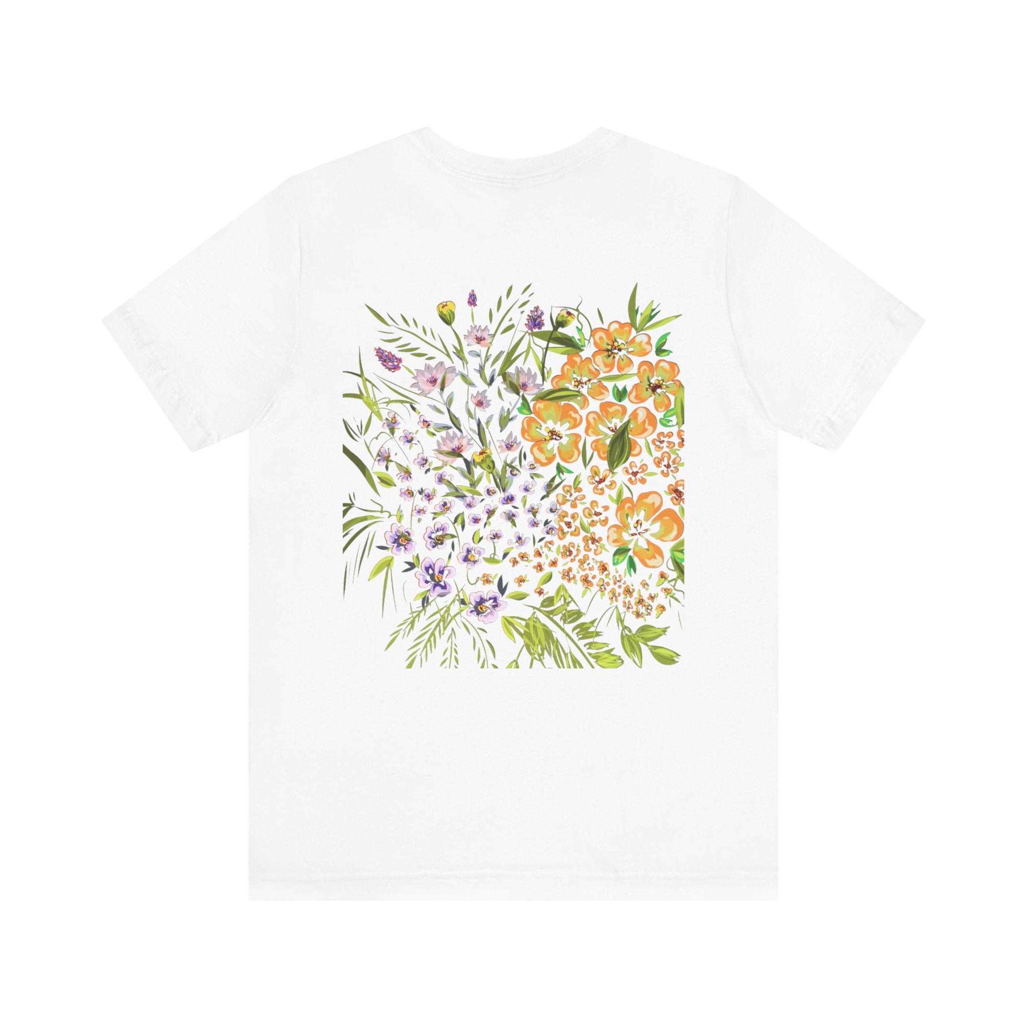 Floral Meadow Tee — Watercolor Wildflower Back Print T-Shirt