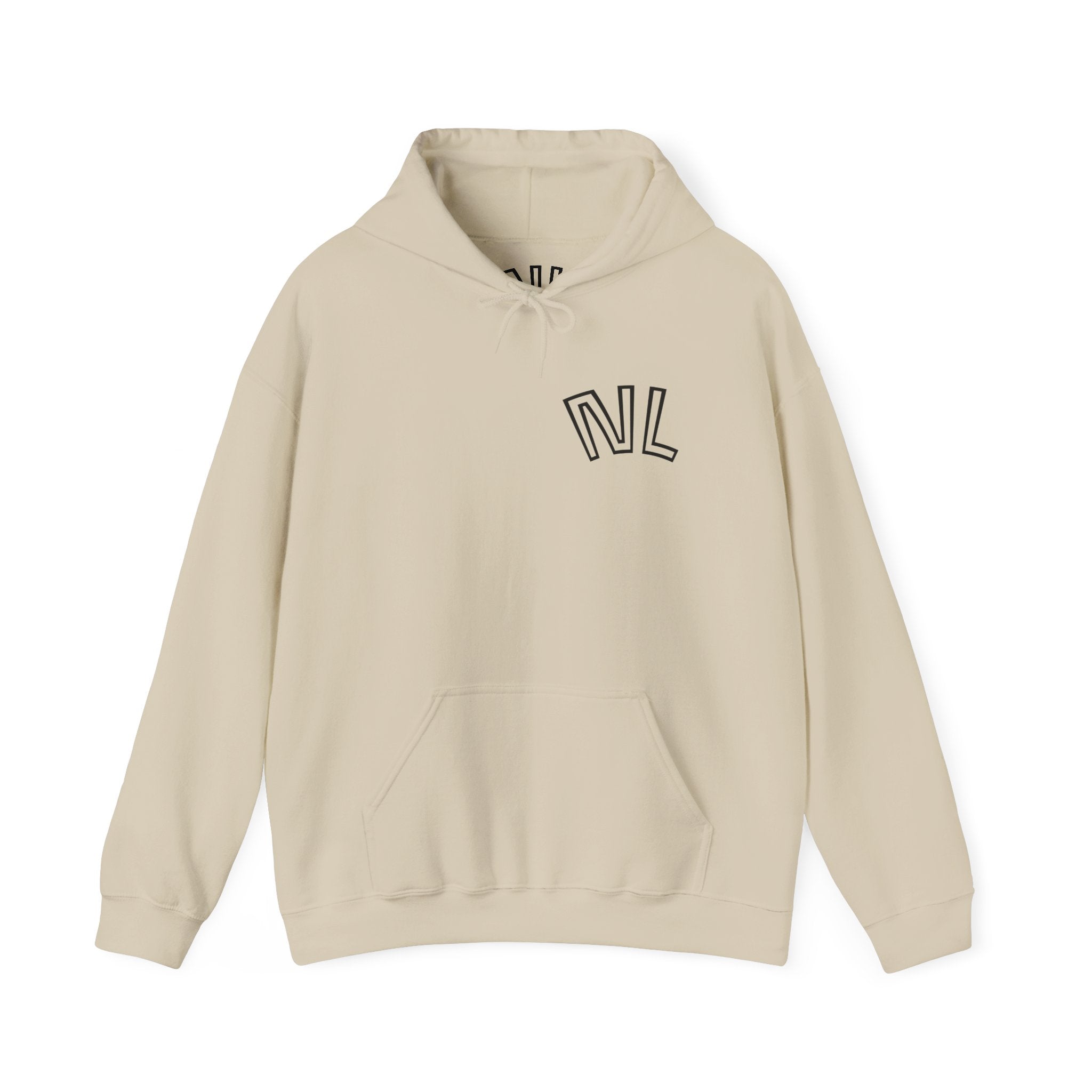 Scenic Ink Nature Hoodie — Minimal Lake & Mountains Graphic