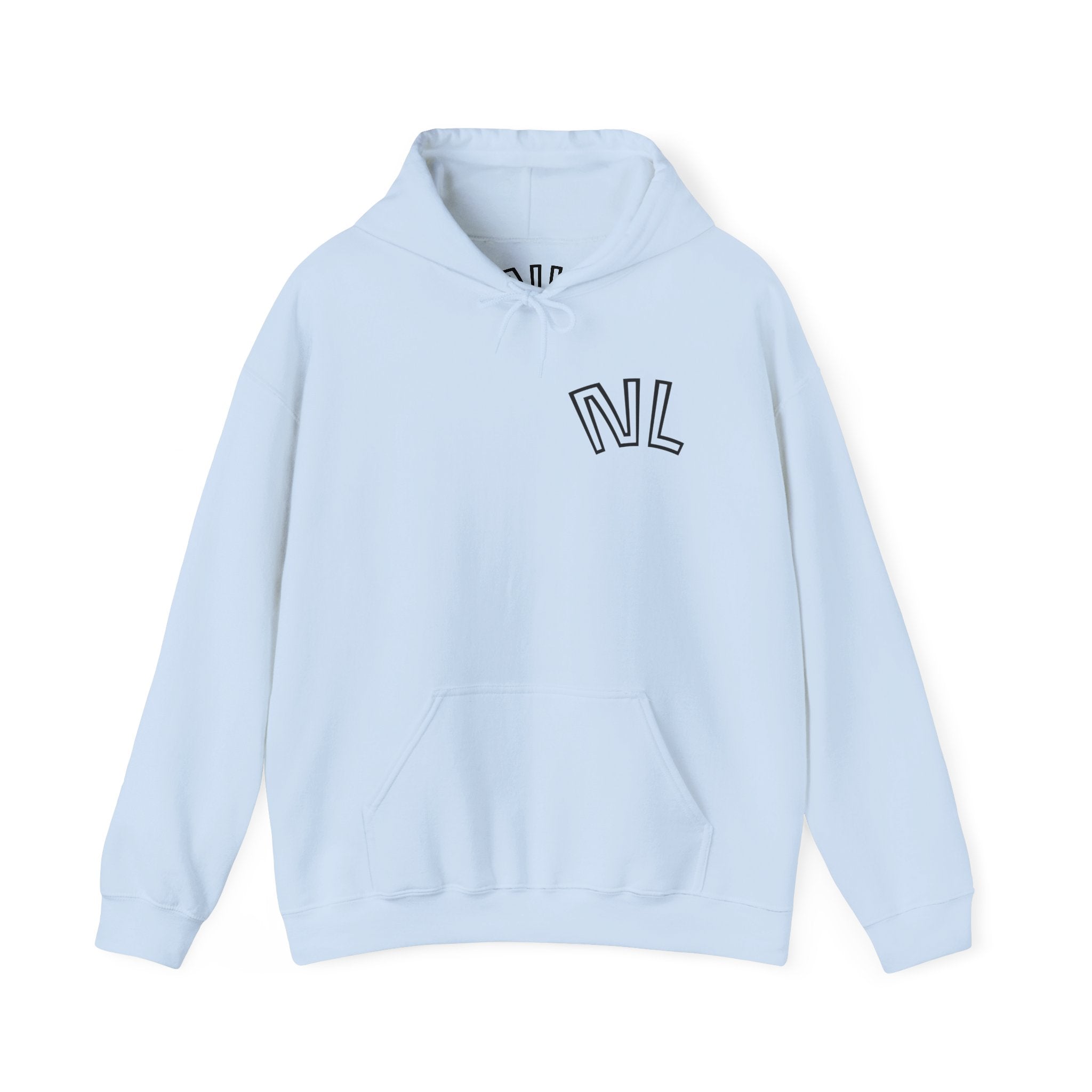 Floral Sketch Hoodie — Minimal Rose Back Print with Chest Logo — NL