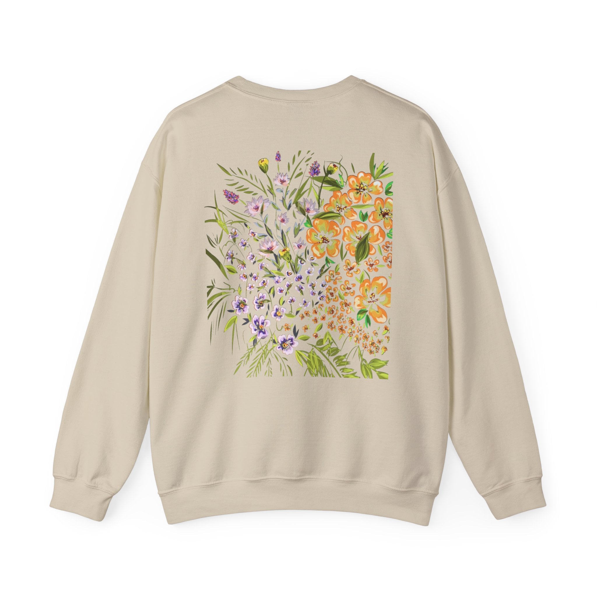 Floral Bouquet Crewneck Sweatshirt — Watercolor Wildflower Back Print