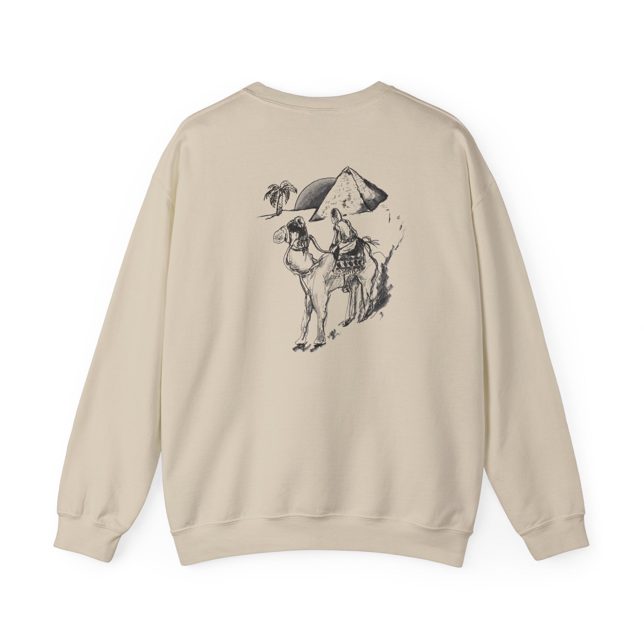 Camel & Pyramid Crewneck Sweatshirt – Desert Sketch Graphic Crew