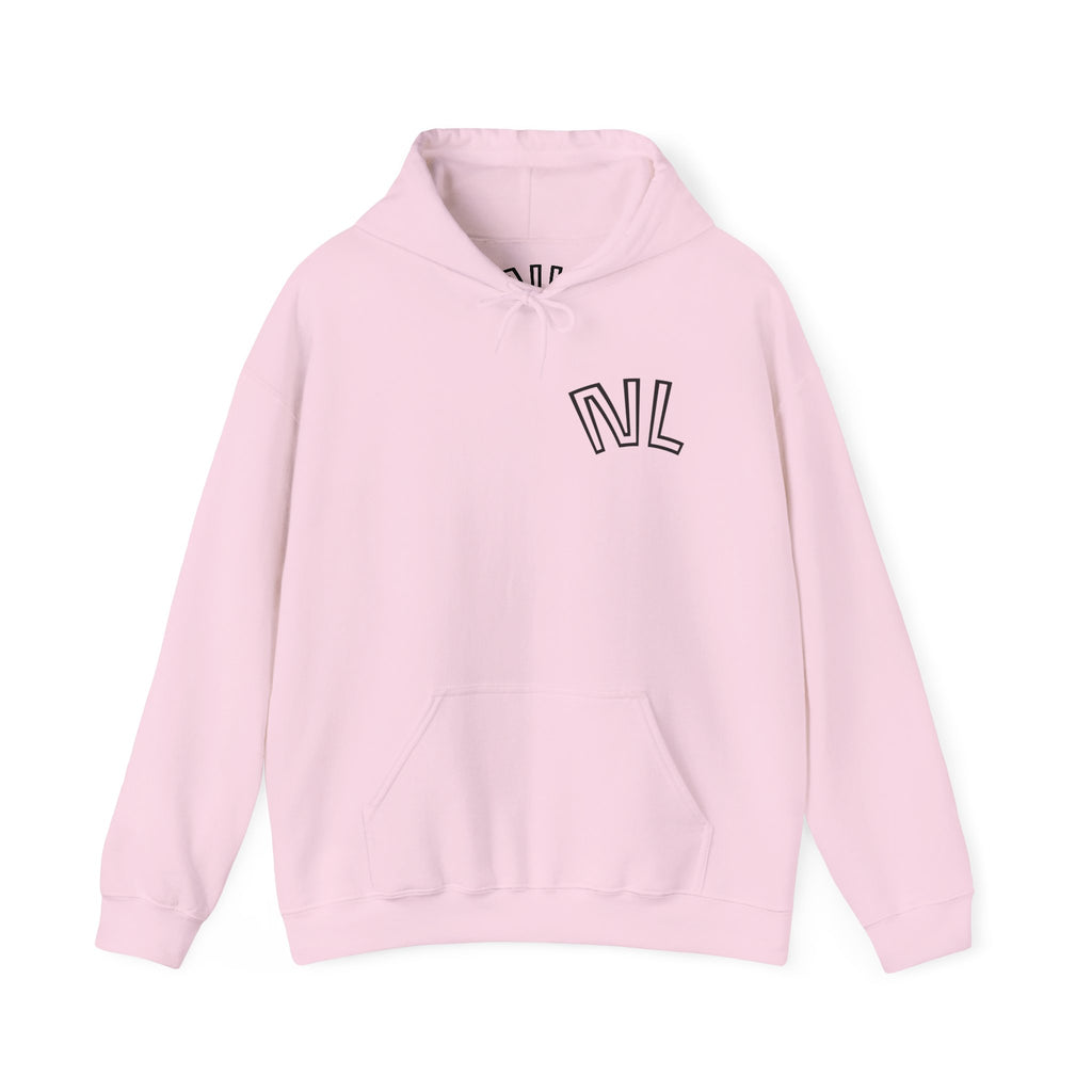 Floral Sketch Hoodie — Minimal Rose Back Print with Chest Logo — NL