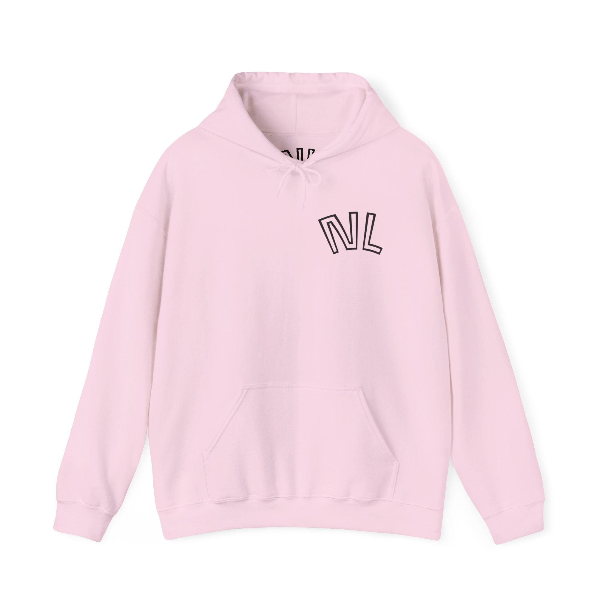 Floral Sketch Hoodie — Minimal Rose Back Print with Chest Logo — NL