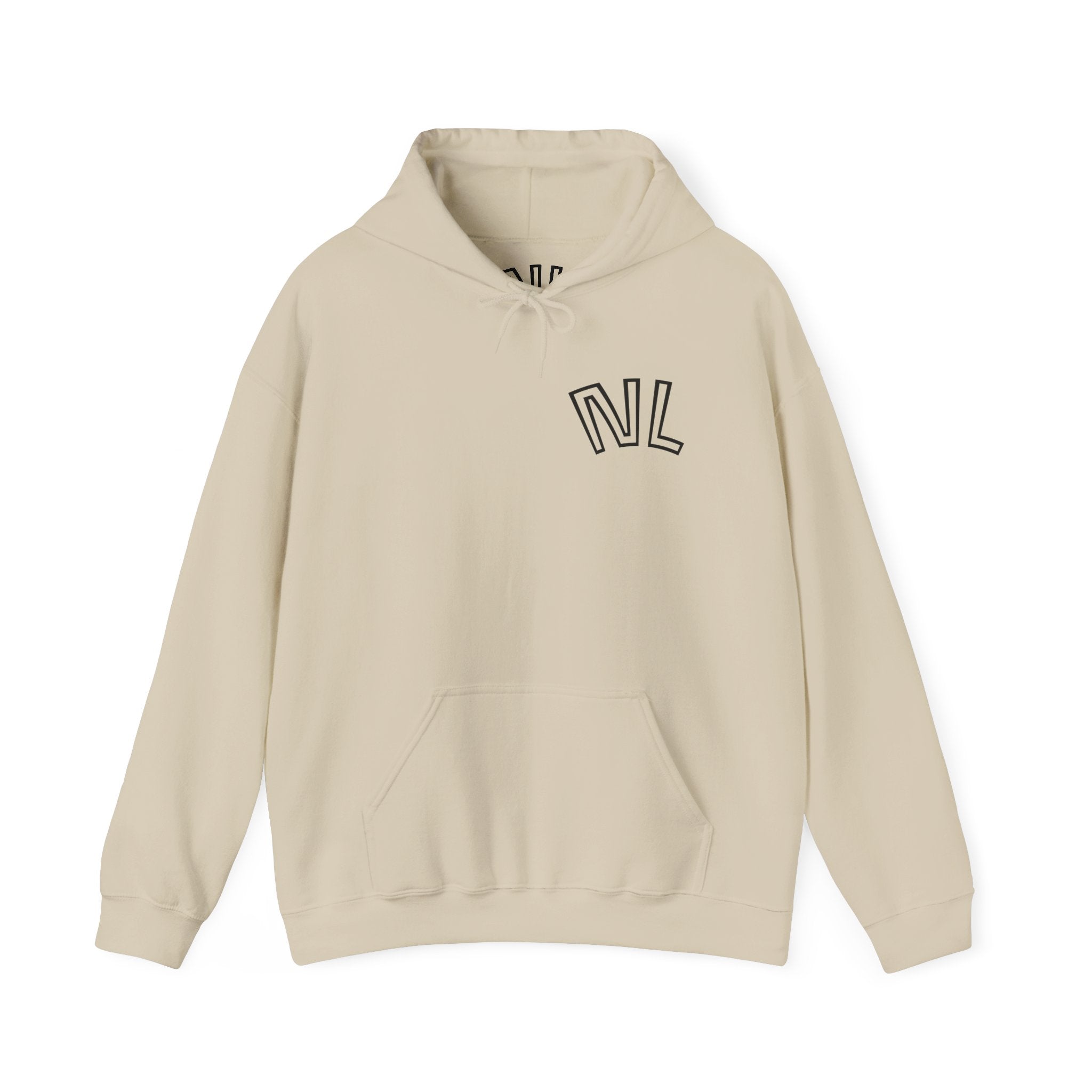 Floral Sketch Hoodie — Minimal Rose Back Print with Chest Logo — NL