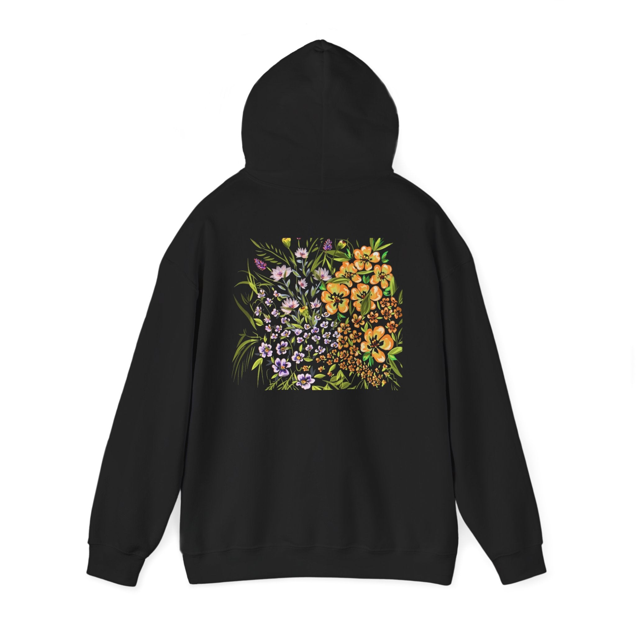 Floral Field Hoodie — Watercolor Wildflower Garden Pullover