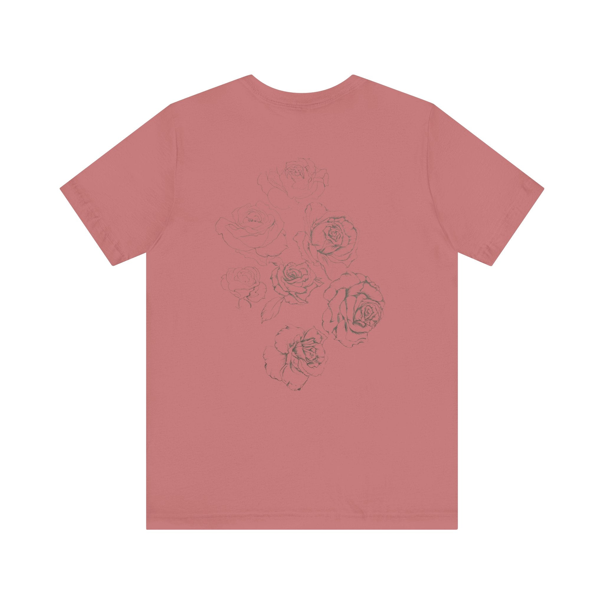Floral Sketch Tee — Minimal Rose Line Art Short Sleeve T-Shirt