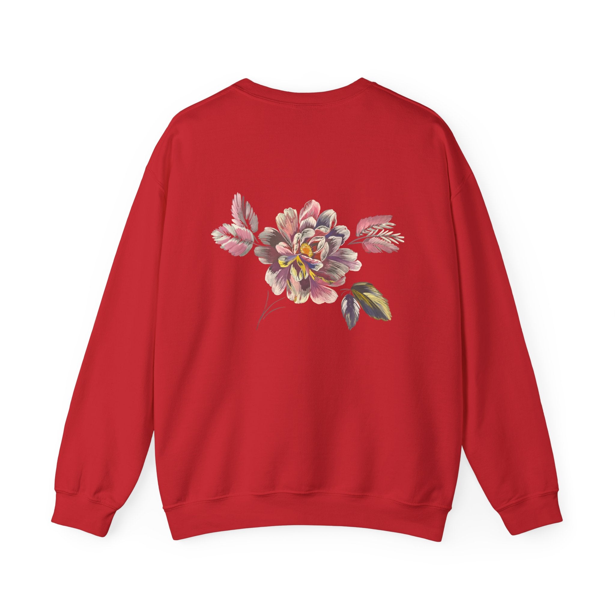 Floral Watercolor Crewneck Sweatshirt — Soft Pastel Blossom Backprint
